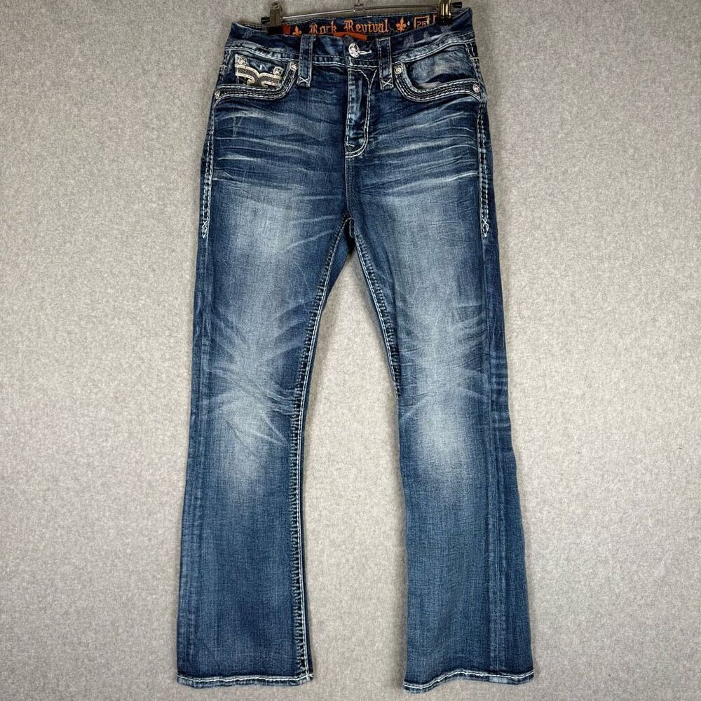 WOMENS Rock Revival "ASH ROSE" "R" Faux Pocket Easy Boot Jeans 26 x 29